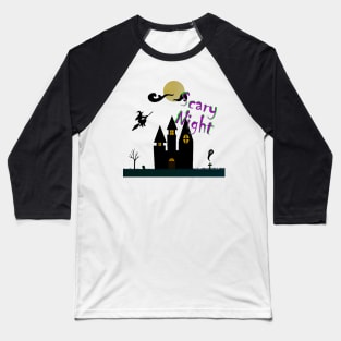 Scary Night Castle Baseball T-Shirt